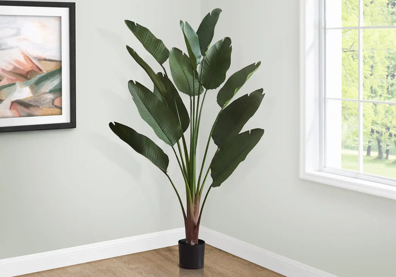 Artificial Plant, 83' Tall, Indoor, Decorative, Floor, Palm Tree, Real Touch, Green Leaves, Black Pot