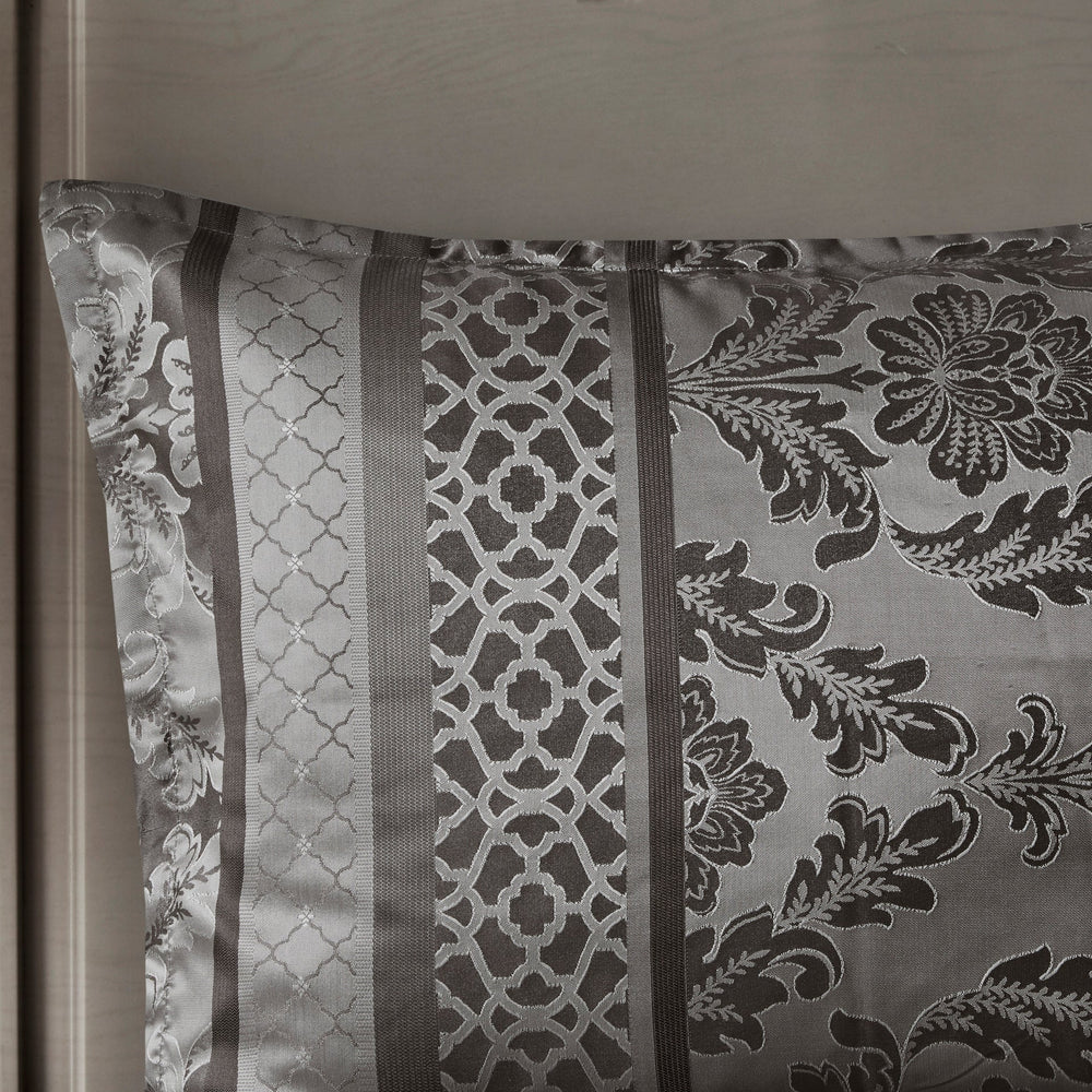 7 Piece Jacquard Comforter Set Grey Queen Media 8