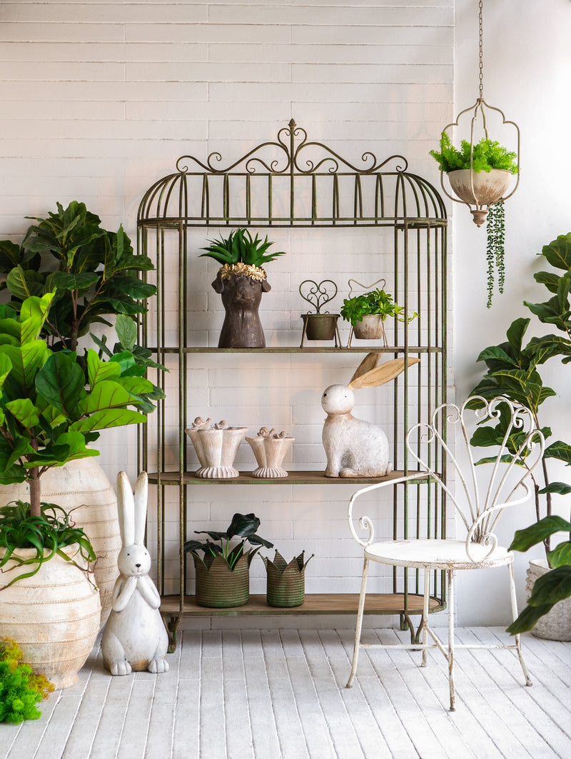 11.8x9.8x21.7' Rustic Hanging Iron Planter with Distressed White Finish