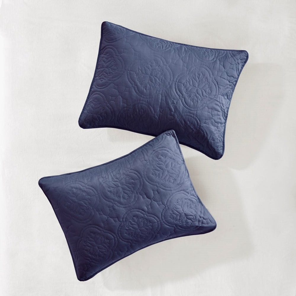 3 Piece Reversible Bedspread Set Navy Full/Queen Media 7