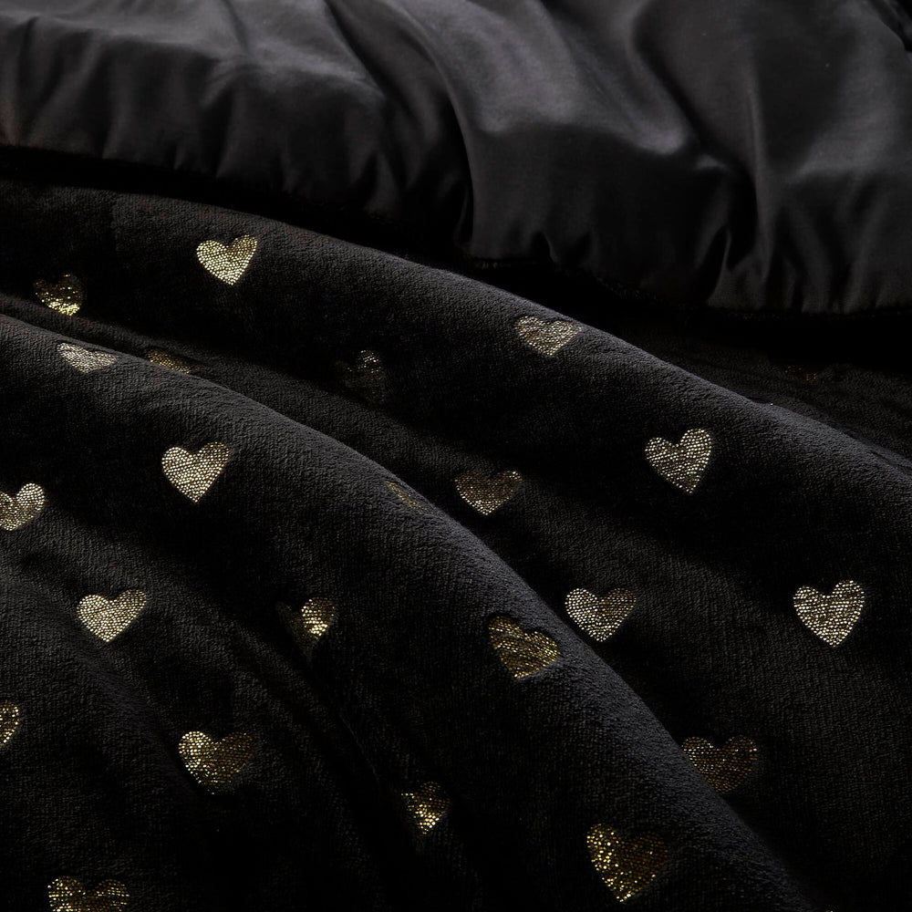 3 PCS Twin/Twin XL Metallic Printed Plush Comforter Set with Throw Pillow Black/Gold Media 11