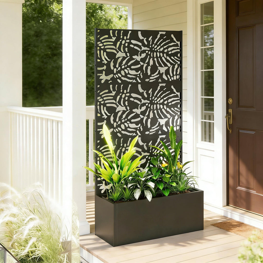 Trellis Planter,Efficient Drainage Planter Box,Spacious Metal Planter Box Media 3