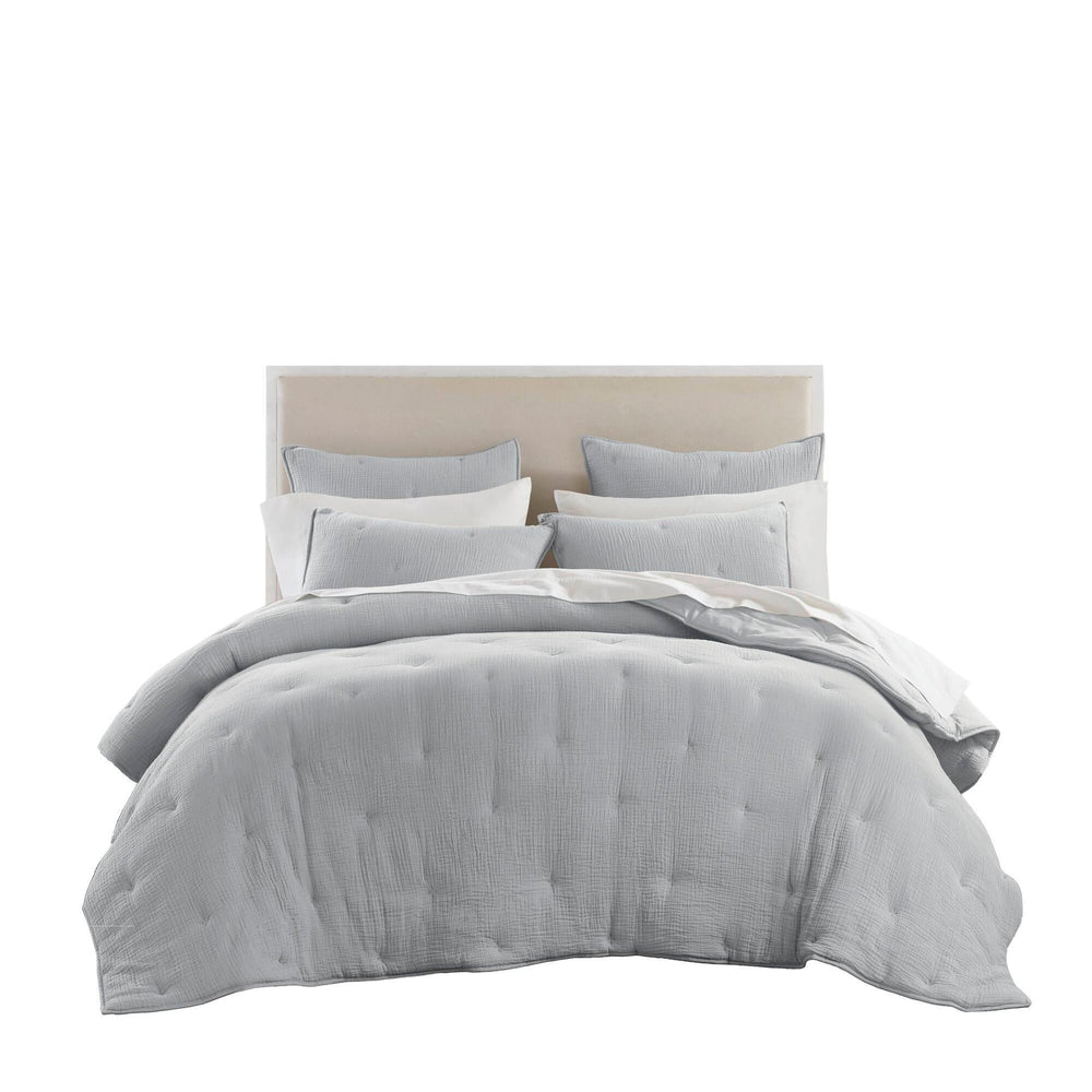 3-Piece King Cotton  Embroidered Quilt Set,Blue Media 21
