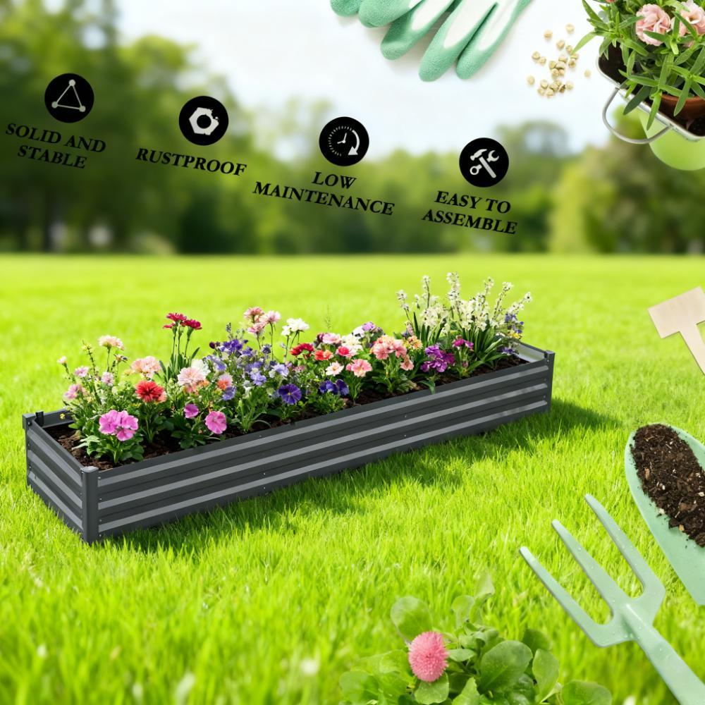 Galvanized Raised Garden Bed Kit for Flowers, Herbs and Vegetables Media 4