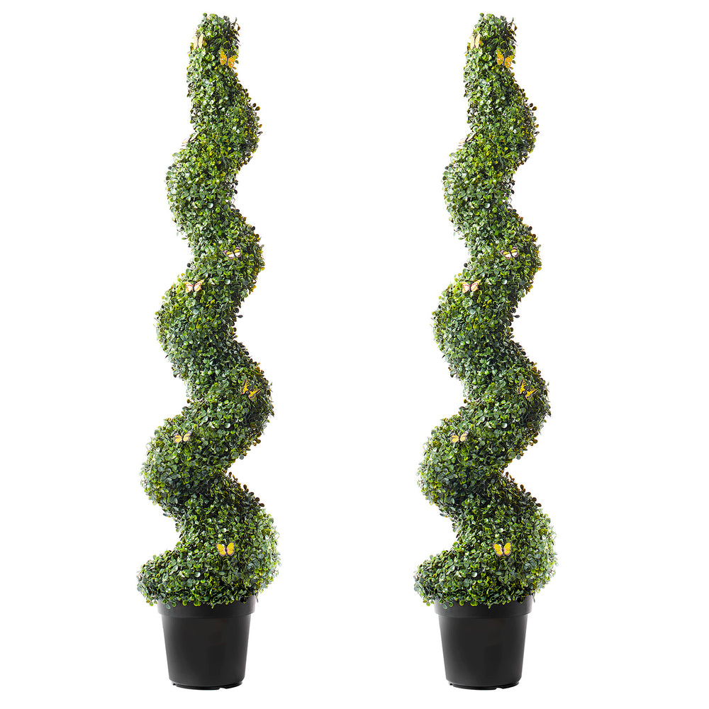 2 Pack 5' Artificial Boxwood Topiary Tree Faux Plant UV Decor In/Outdoor Media 4