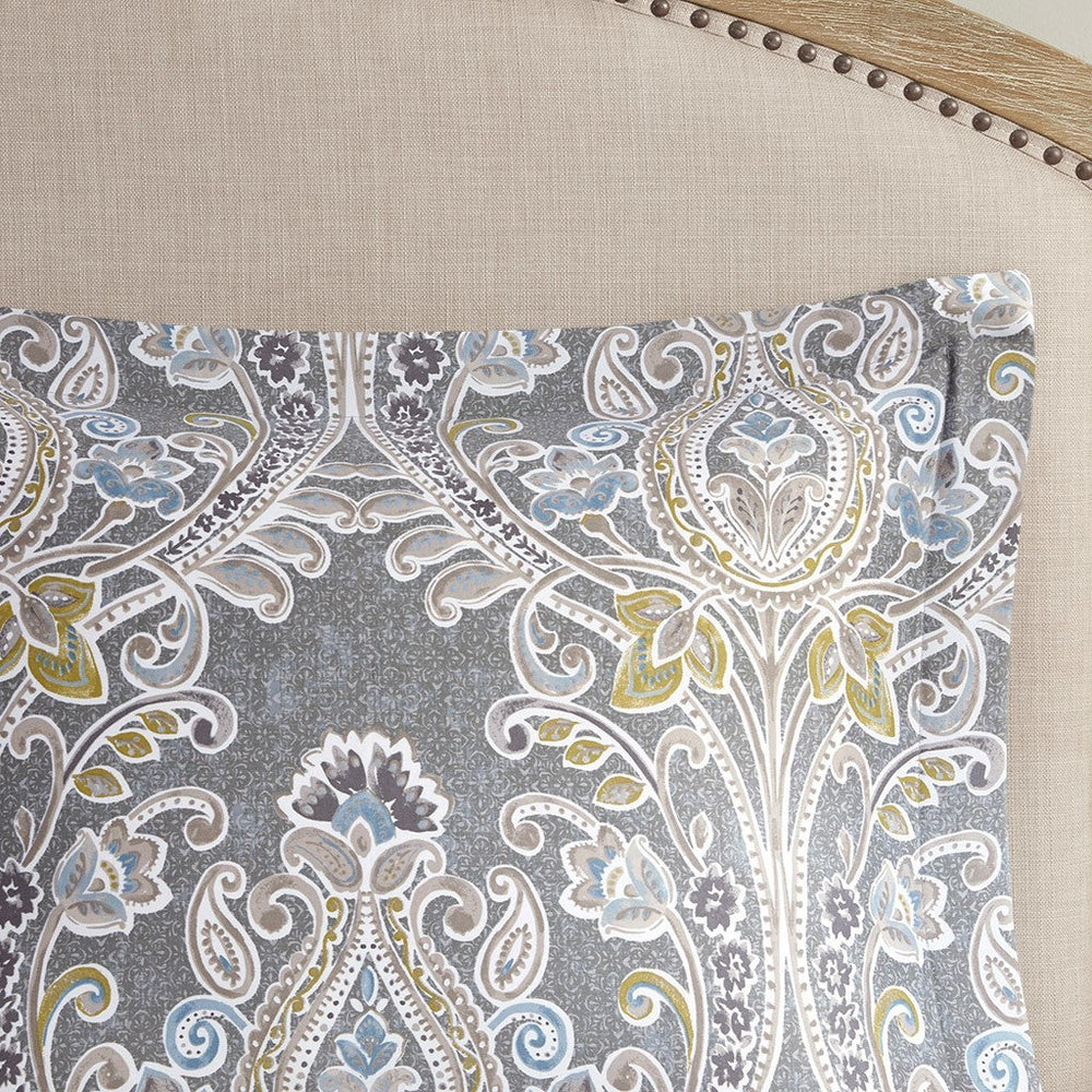 5 Piece Cotton Duvet Cover Set Grey Full/Queen Media 13