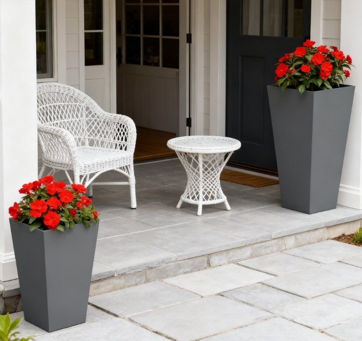 Durable & Stackable Plant Pot,2-Pack Outdoor Planter Set,Flower Pots with Drainage Holes,for Porch,Entryway,Patio,Yard,Garden Media 8
