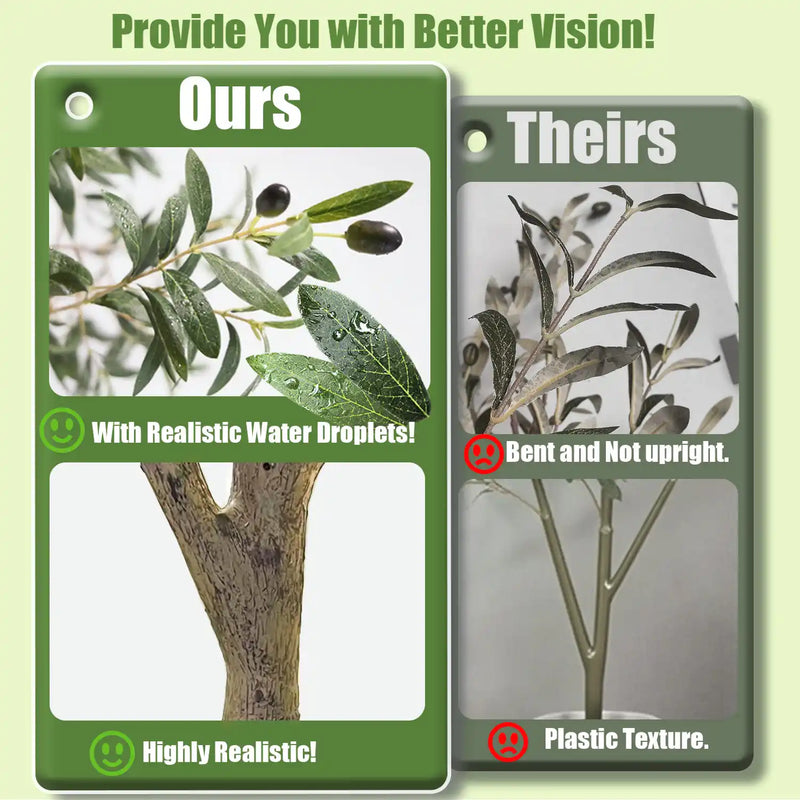 Artificial Olive Tree with Water Droplets: 4ft Potted Realistic Fake Plant Trees with Fruits for Indoor Home Room Office Balcony Decor