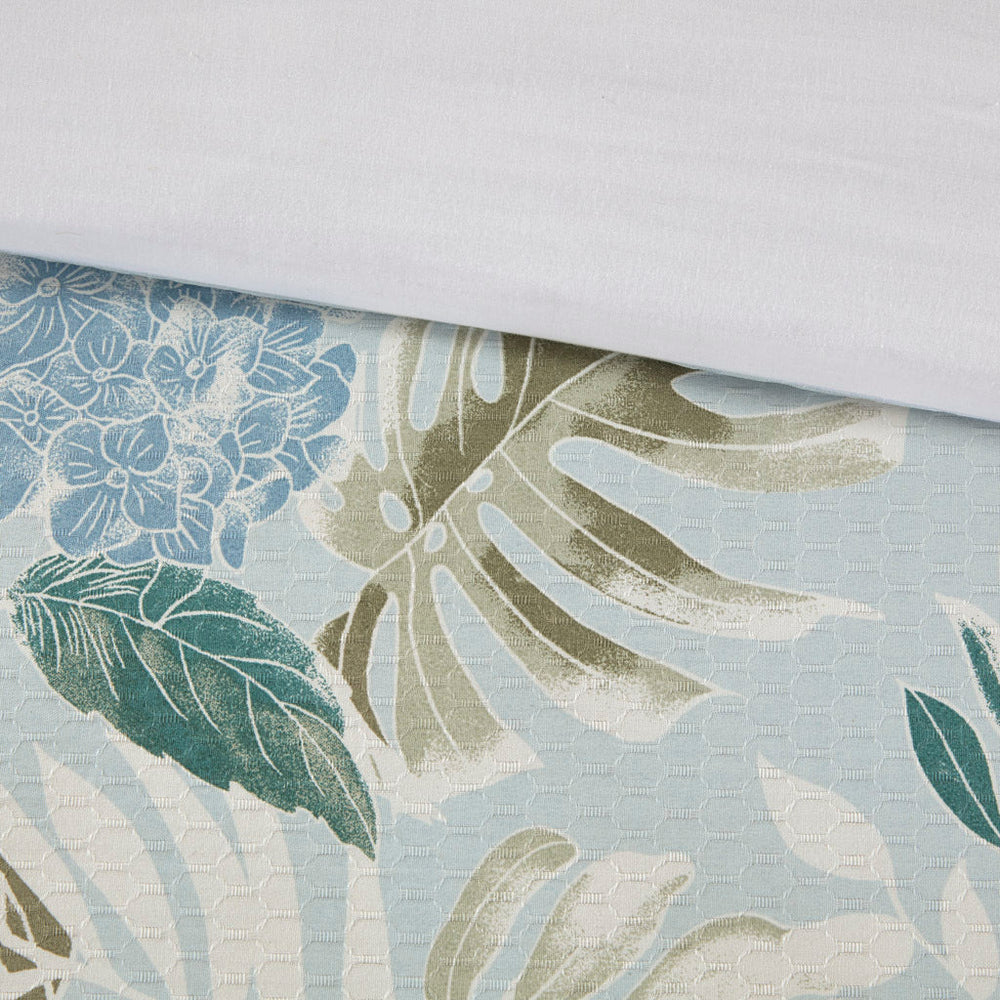 6 Piece Oversized Cotton Comforter Set with Throw Pillow Blue Queen Media 13