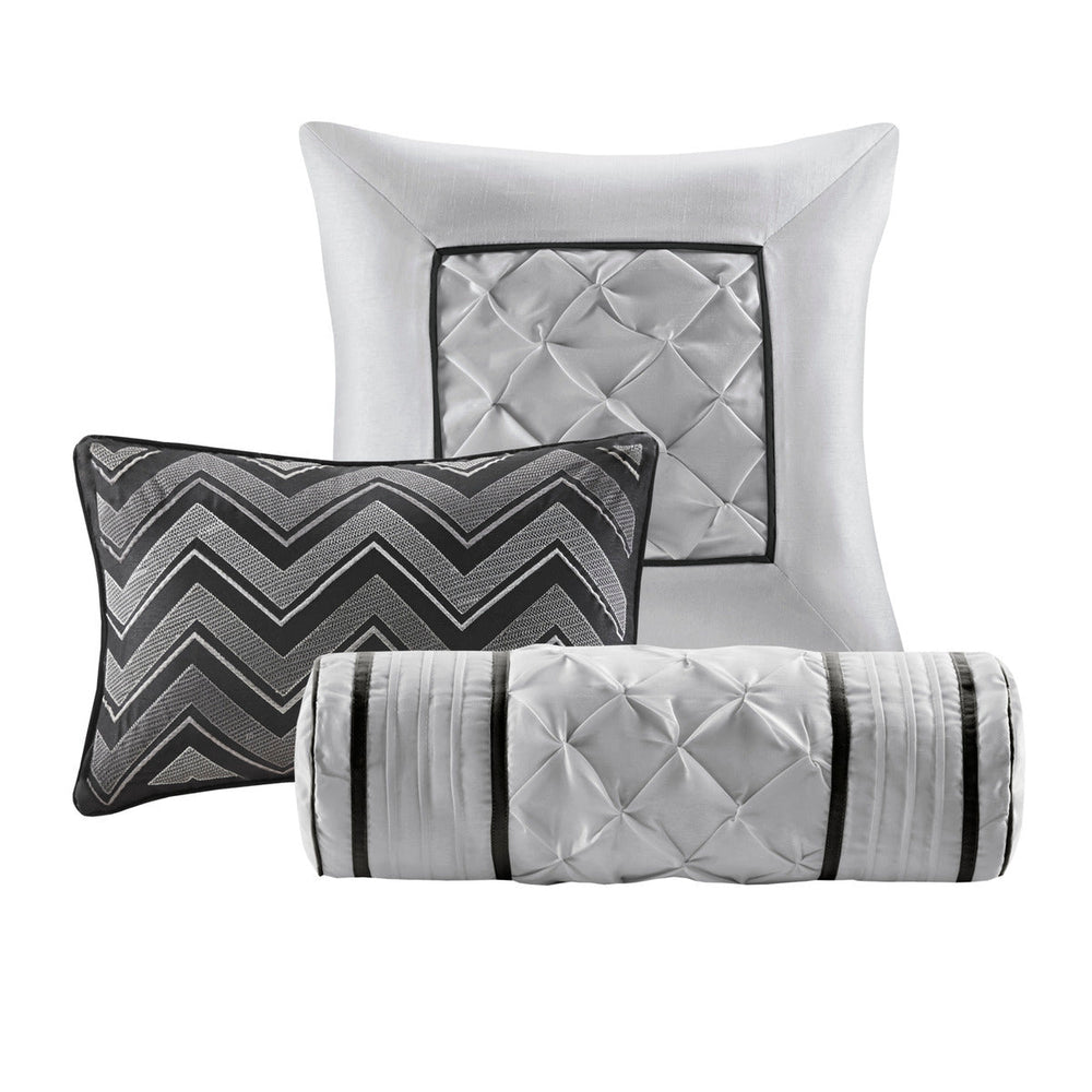 7 Piece Tufted Comforter Set Black Cal King Media 3