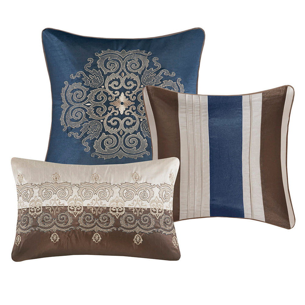 Queen 7 Piece Jacquard Comforter Set with Throw Pillows Media 11