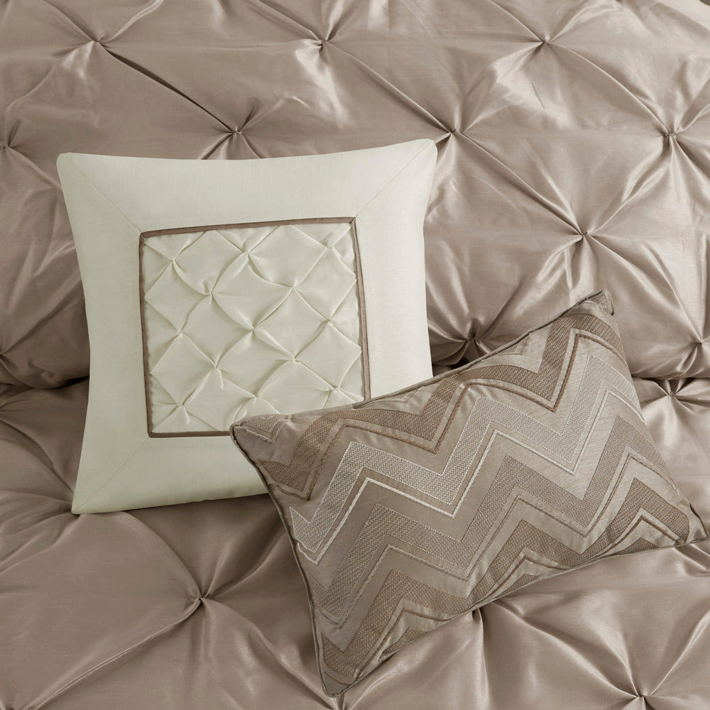 7 Piece Tufted Comforter Set Taupe King Media 11
