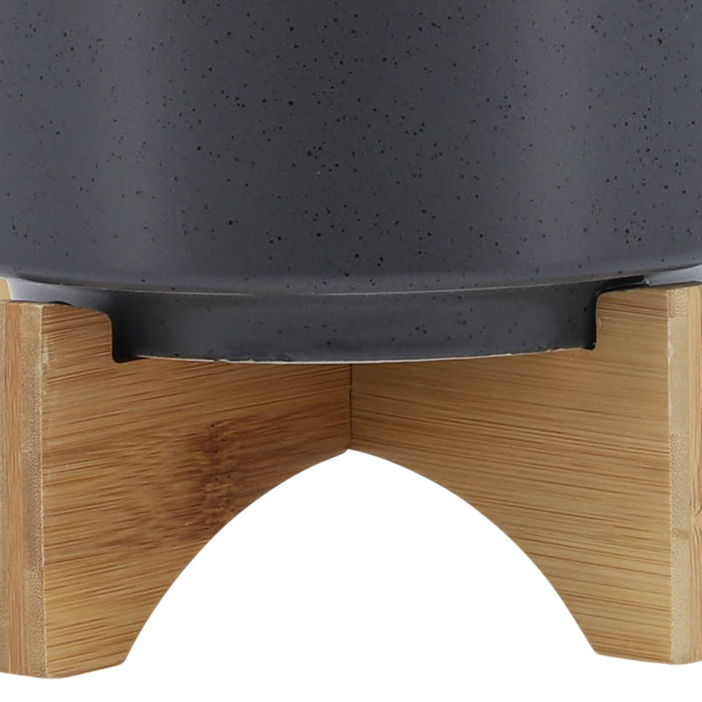 8' PLANTER W/ WOOD STAND, MATTE GRAY Media 8