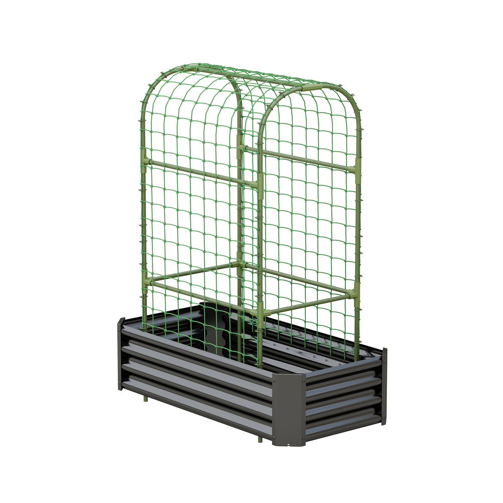 2-in-1 Raised Garden Bed with Trellis - 59' Tall Arch Planter Box for Climbing Plants, Outdoor Galvanized Metal Gardening Bed for Vegetables, Fruits, Flowers (Black, 4x2x1 Ft) Media 11