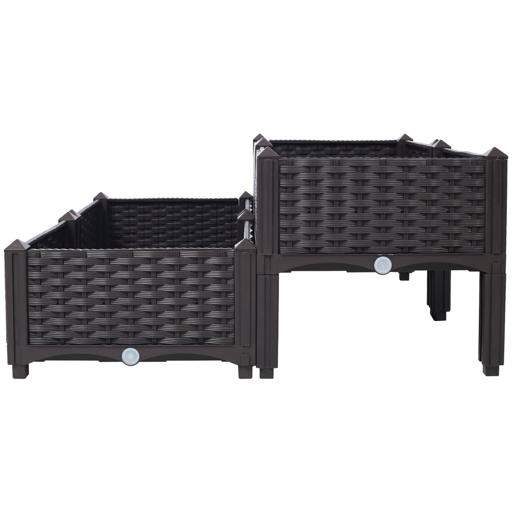 4 Piece Raised Garden Bed with Legs, Self-Watering Planter Box Raised Bed to Grow Flowers, Herbs & Vegetables, Brown Media 5