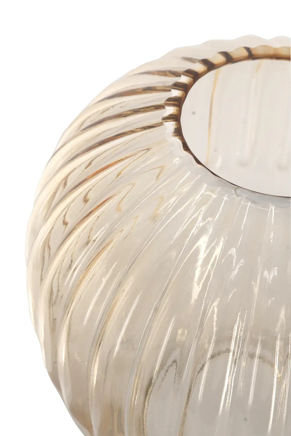 26929234 D7.9x8.7'H Rounded Glass Accent Vase with Ribbed Amber Finish     DTY Store Glass Accent Vase with Ribbed Amber Finish     DTY Store