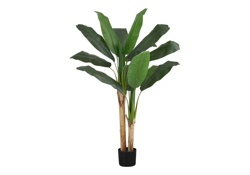 Artificial Plant, 55' Tall, Banana Tree, Indoor, Faux, Fake, Floor, Greenery, Potted, Real Touch, Decorative, Green Leaves, Black Pot