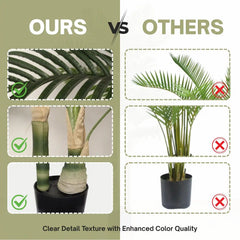 5FT Golden Cane Artificial Palm Tree with Black Plastic Pot, Tropical Fake Plant for Indoor Outdoor Decoration, Faux Palm, 1pc/set perspective