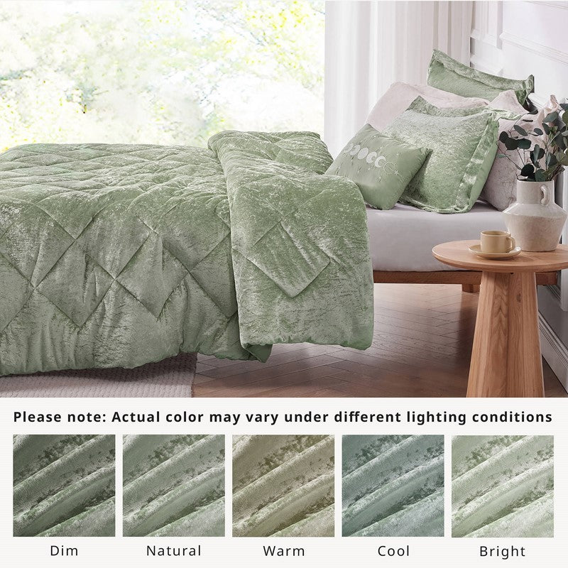 4PCS King/Cal King Velvet Duvet Cover Set with Throw Pillow Media 14