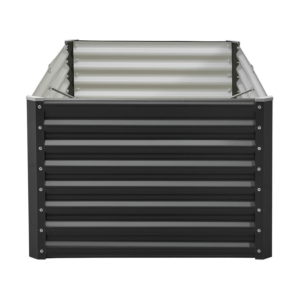Metal Raised Garden Bed, 6 x 3 x 2 ft Outdoor Galvanized Planter Garden Box, Open Bottom Design, Large Planter Raised Bed for Growing Vegetables, Flowers, Herbs, and Succulents, Dark Gray Media 2