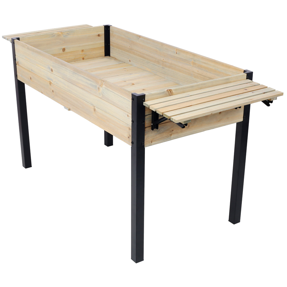 Raised Garden Bed, Metal Leg Wood Planter Boxes with Folding Storage Shelf,Elevated Planter Box for Growing Fresh Herbs, Vegetables, Flowers Great for Outdoor Patio, Deck, Balcony Media 4