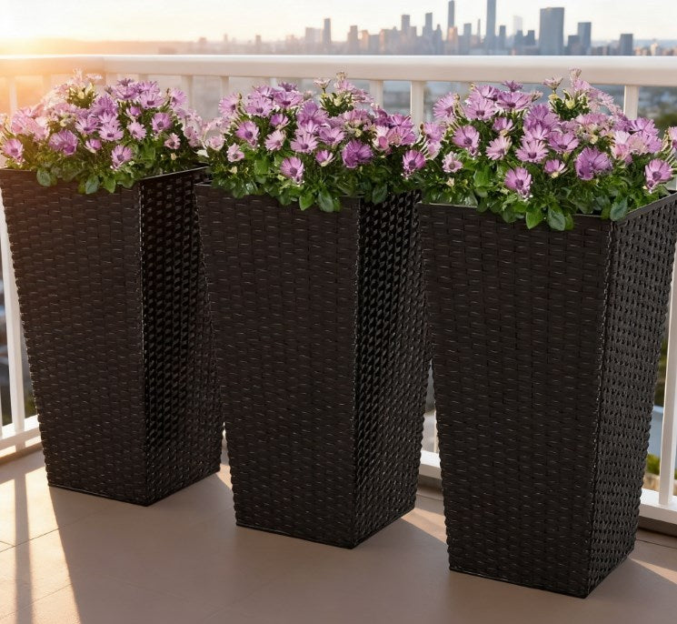 Plant Pots,Tall Planters for Indoor Outdoor Plants Set of 3,Taper Planters with Drainage Holes,for Indoor Outdoor Media 8