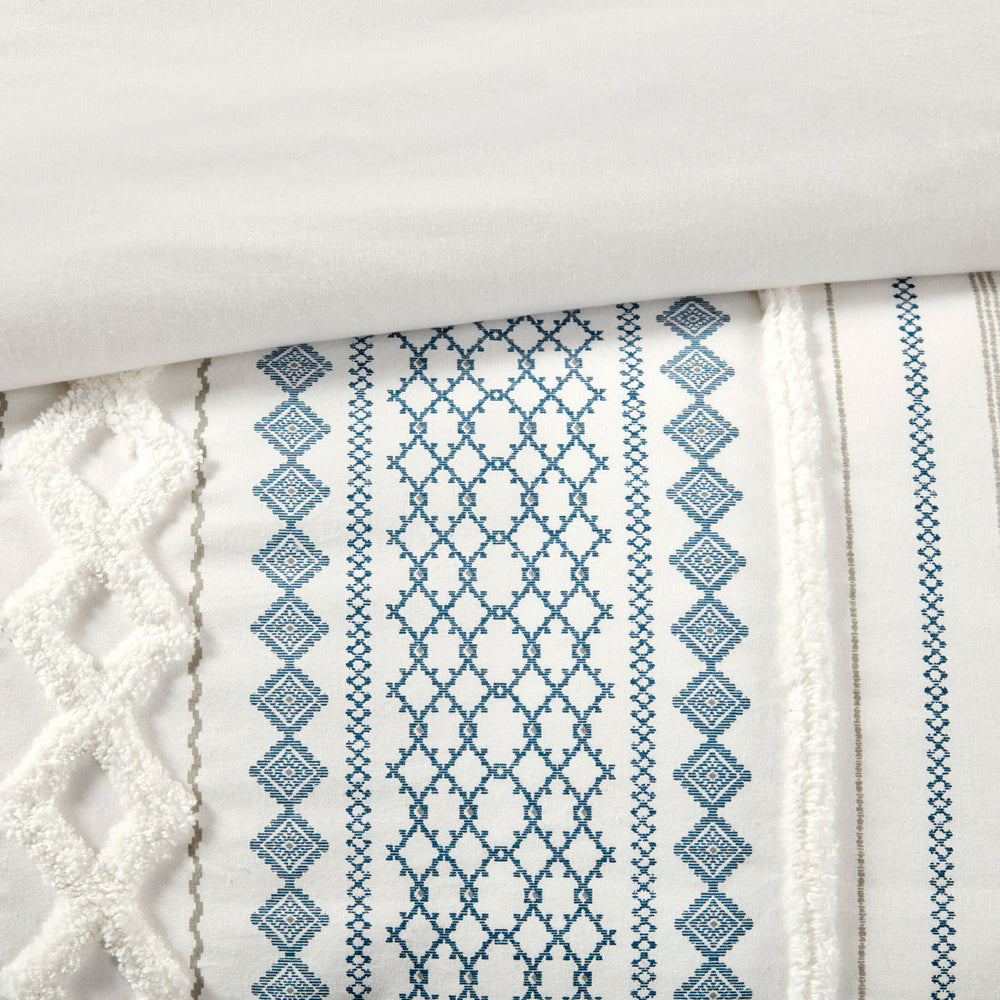 King/Cal King Cotton Printed Duvet Cover Set with Chenille Media 2
