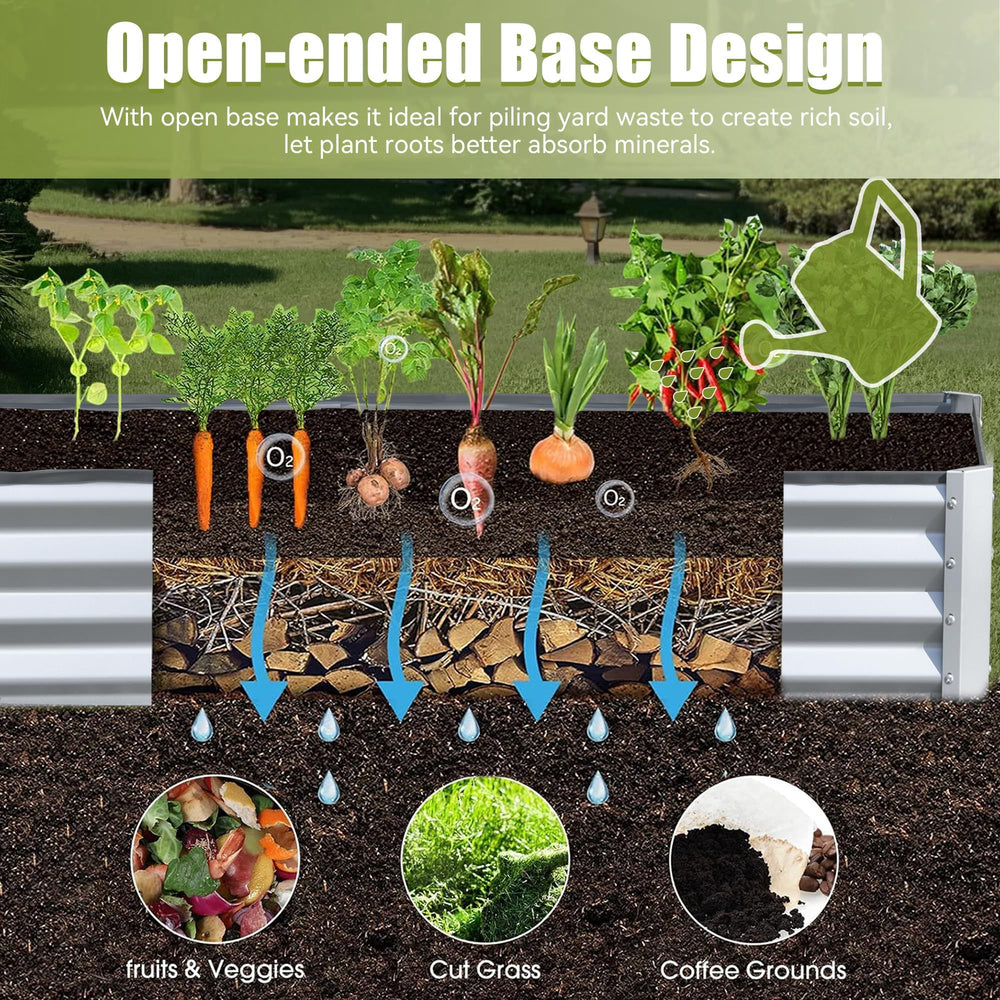 6x3x1ft Galvanized Raised Garden Bed, Outdoor Planter Garden Boxes Large Metal Planter Box for Gardening Vegetables Fruits Flowers, Silvery Media 7