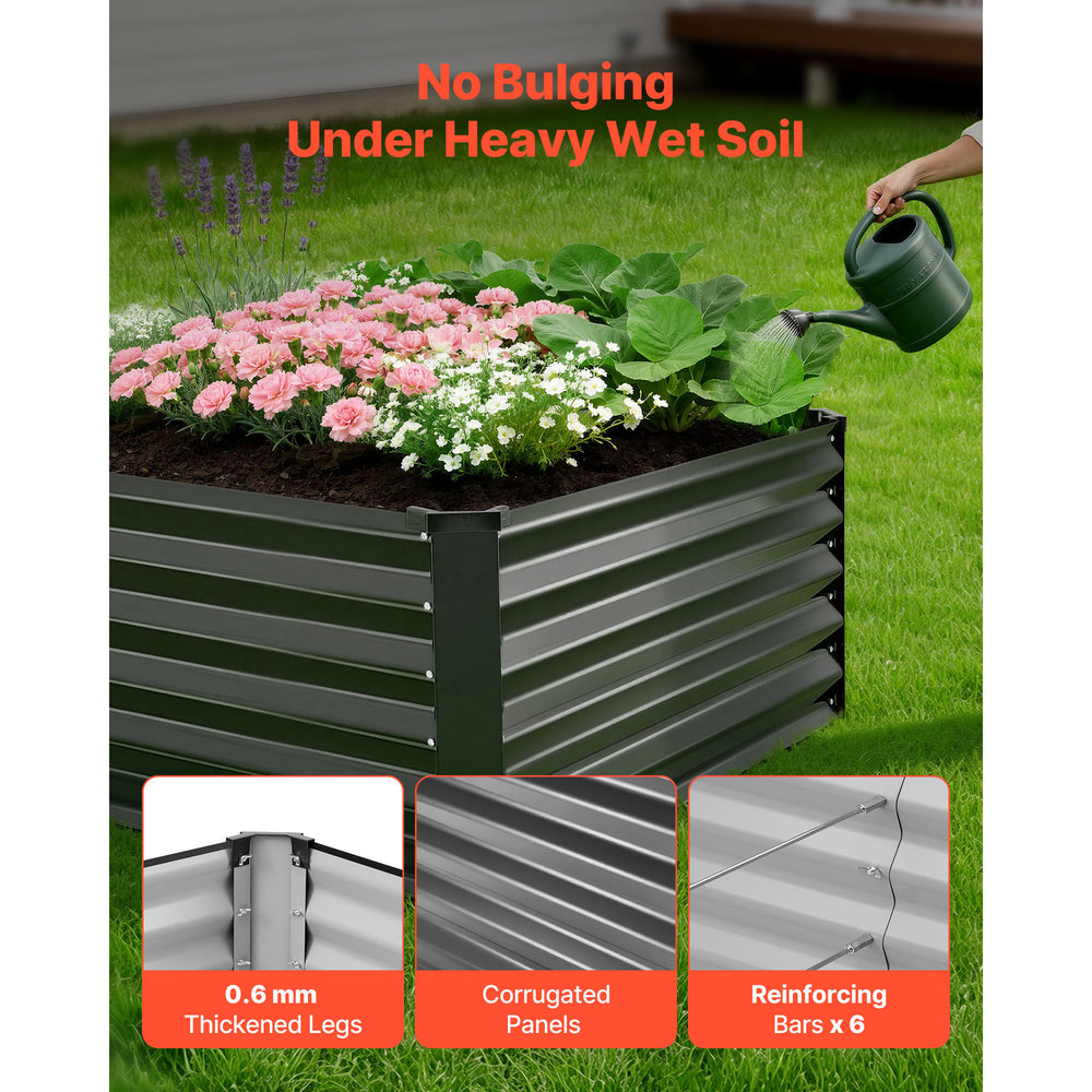 2 Pack Galvanized Raised Garden Beds, 6.67 x 3.35 x 1.51 ft, Rectangular Metal Planter Boxes Kit Outdoor, Elevated Planting Box with Gloves, Alu-Zinc, for Growing Flowers Vegetables, Dark Gray Media 10