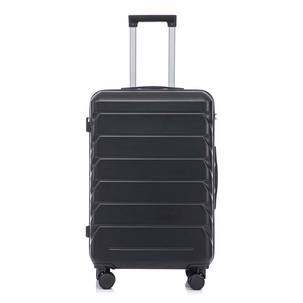 ABS Luggage Set 20 24 28 Inch Spinner Wheels Black Durable 3-Piece & Combination Lock Media 27