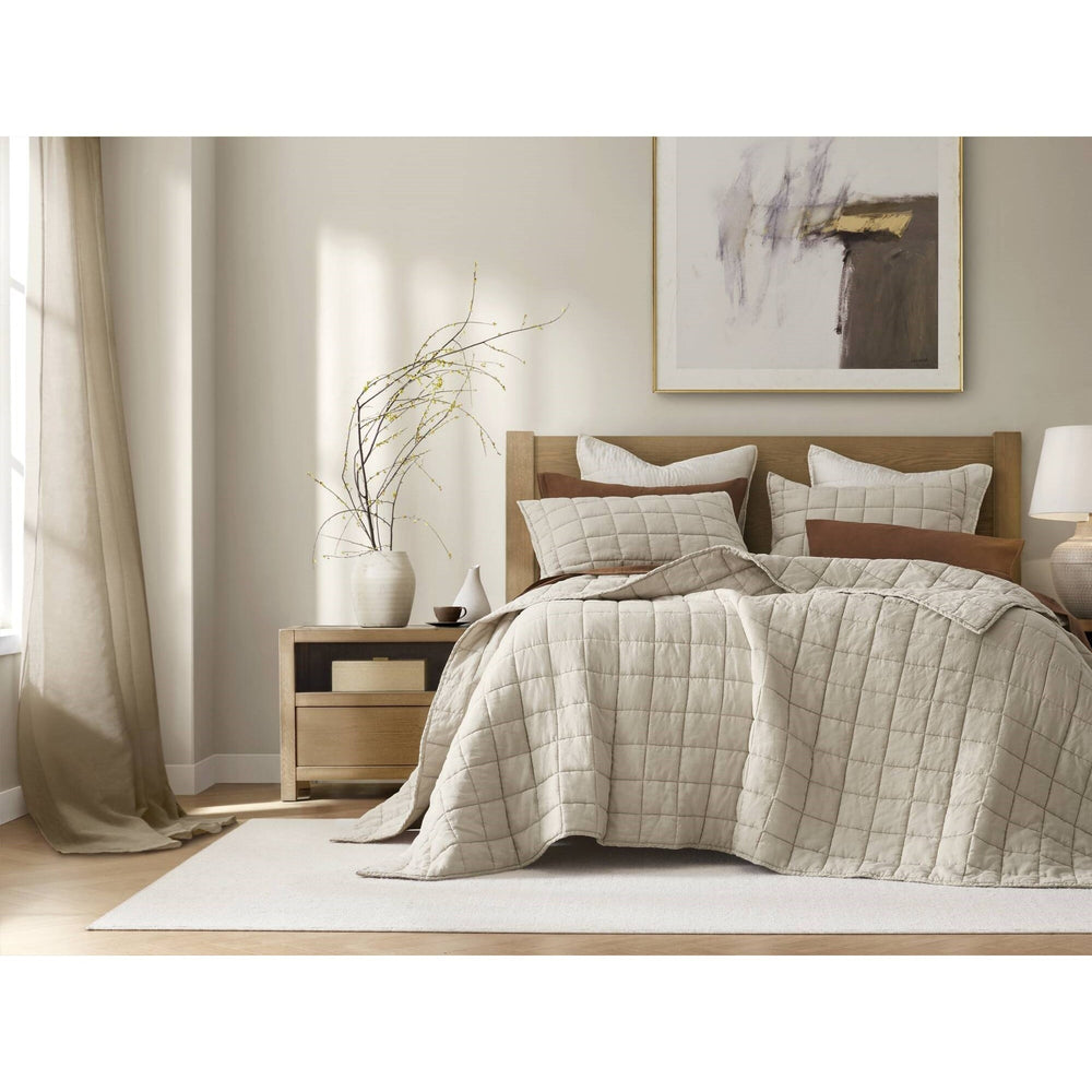 3-Piece King/Cal King Linen Garment Washed Quilt Set,Linen Media 12