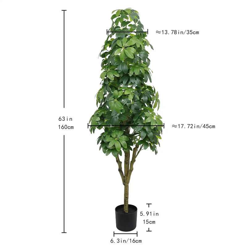 5.2FT Realistic Faux Tree with Lifelike Foliage in Green, Durable Plastic Construction for Indoor and Outdoor Use