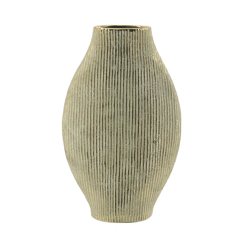 Ceramic Accent Vase with Vertical Ribbed Texture