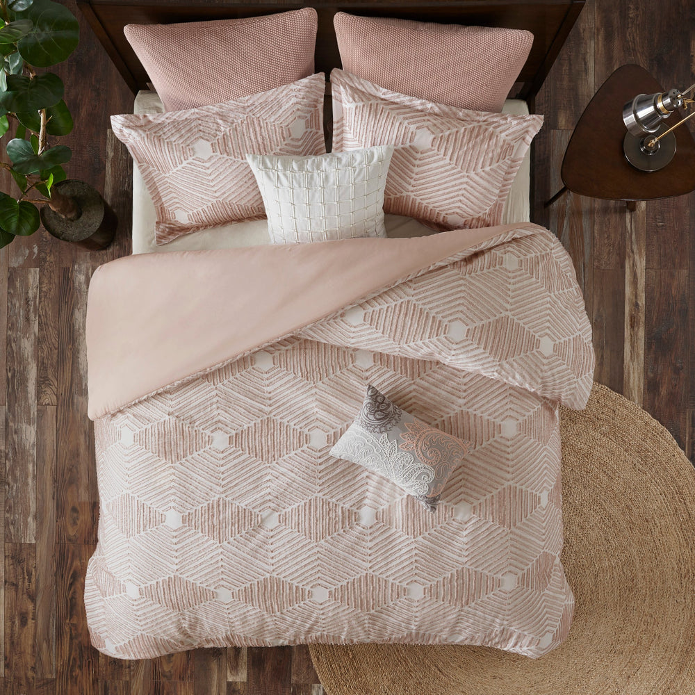 Cotton Jacquard Comforter Set Blush King/Cal King Media 3
