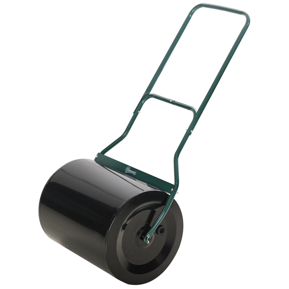 Outsunny 20-Inch Push/Tow Behind Lawn Roller Filled with 16 Gal Water or Sand, Perfect for Flattening Sod in the Garden Media 1