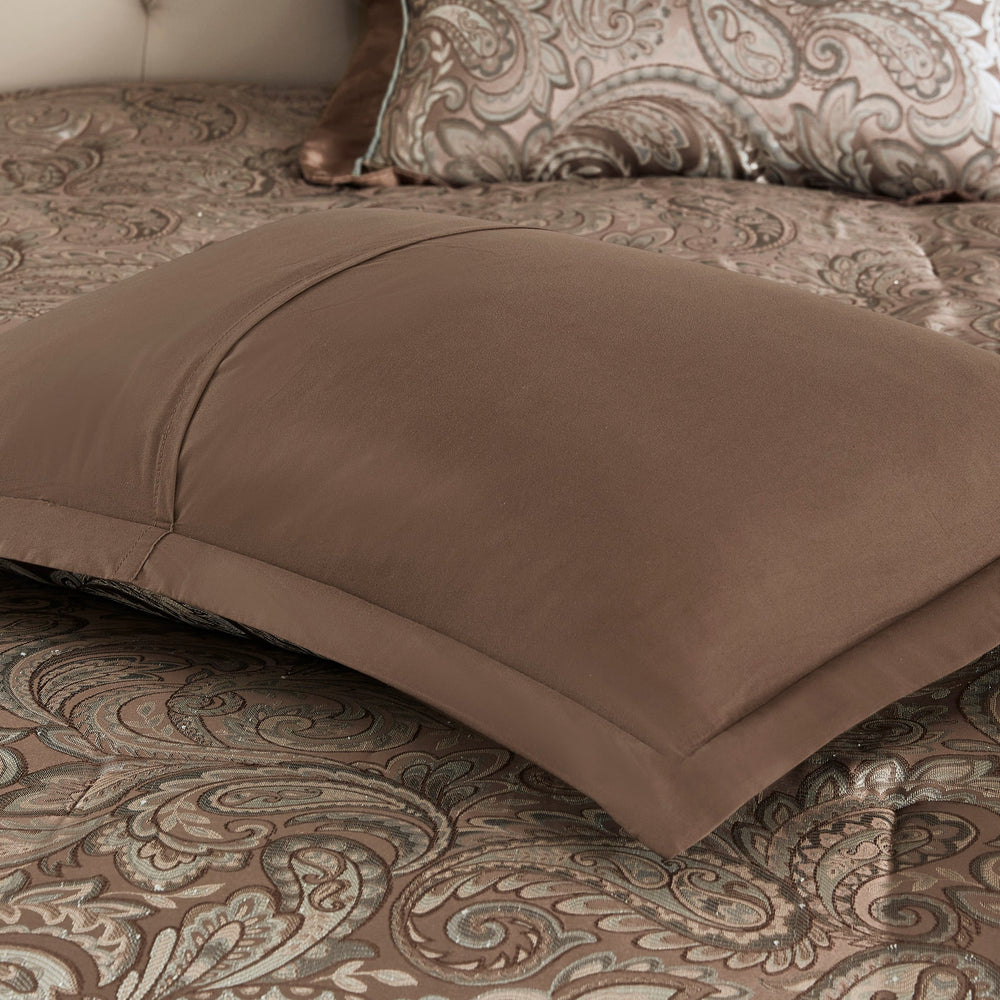 12 Piece Comforter Set with Cotton Bed Sheets Blue/Brown Full Media 12