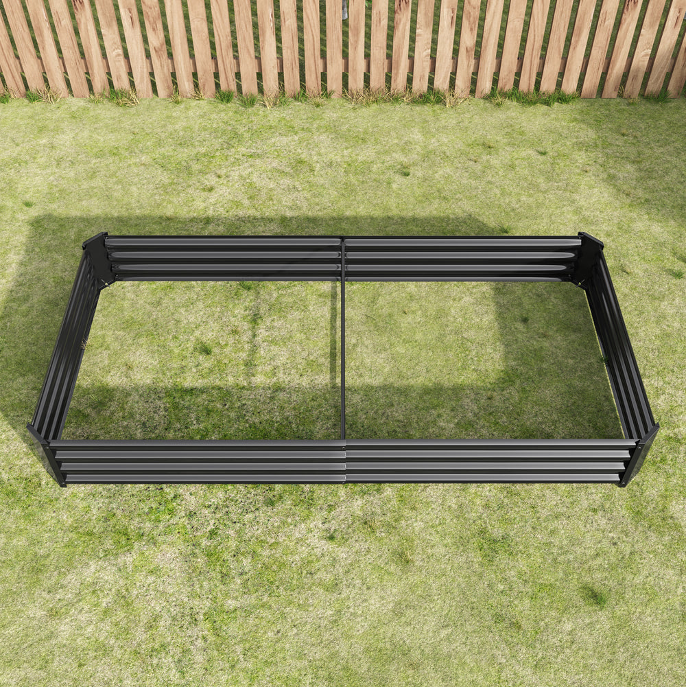 Raised Garden Bed Kit - Metal Raised Bed Garden 7.6x3.7x0.98ft for Flower Planters, Vegetables Herb Black Media 9