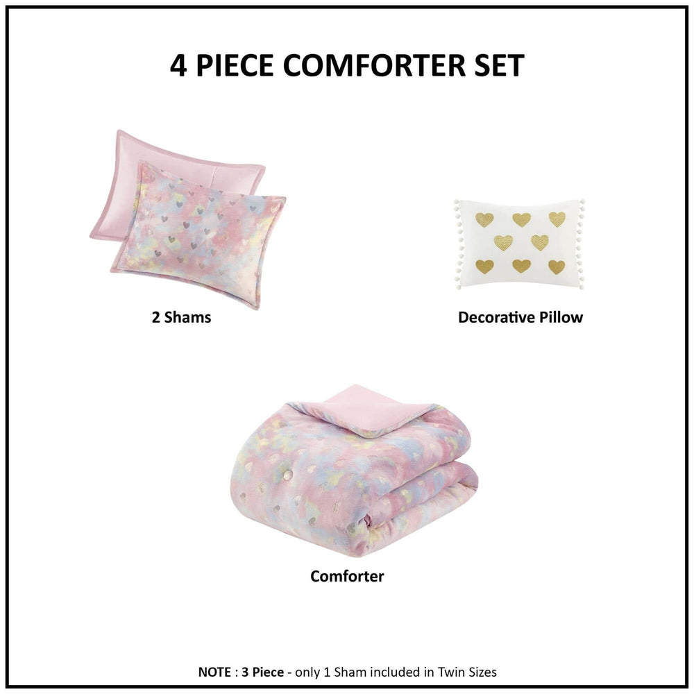 Plush Comforter Set Metallic Print & Throw Pillow Included Full Queen Media 9