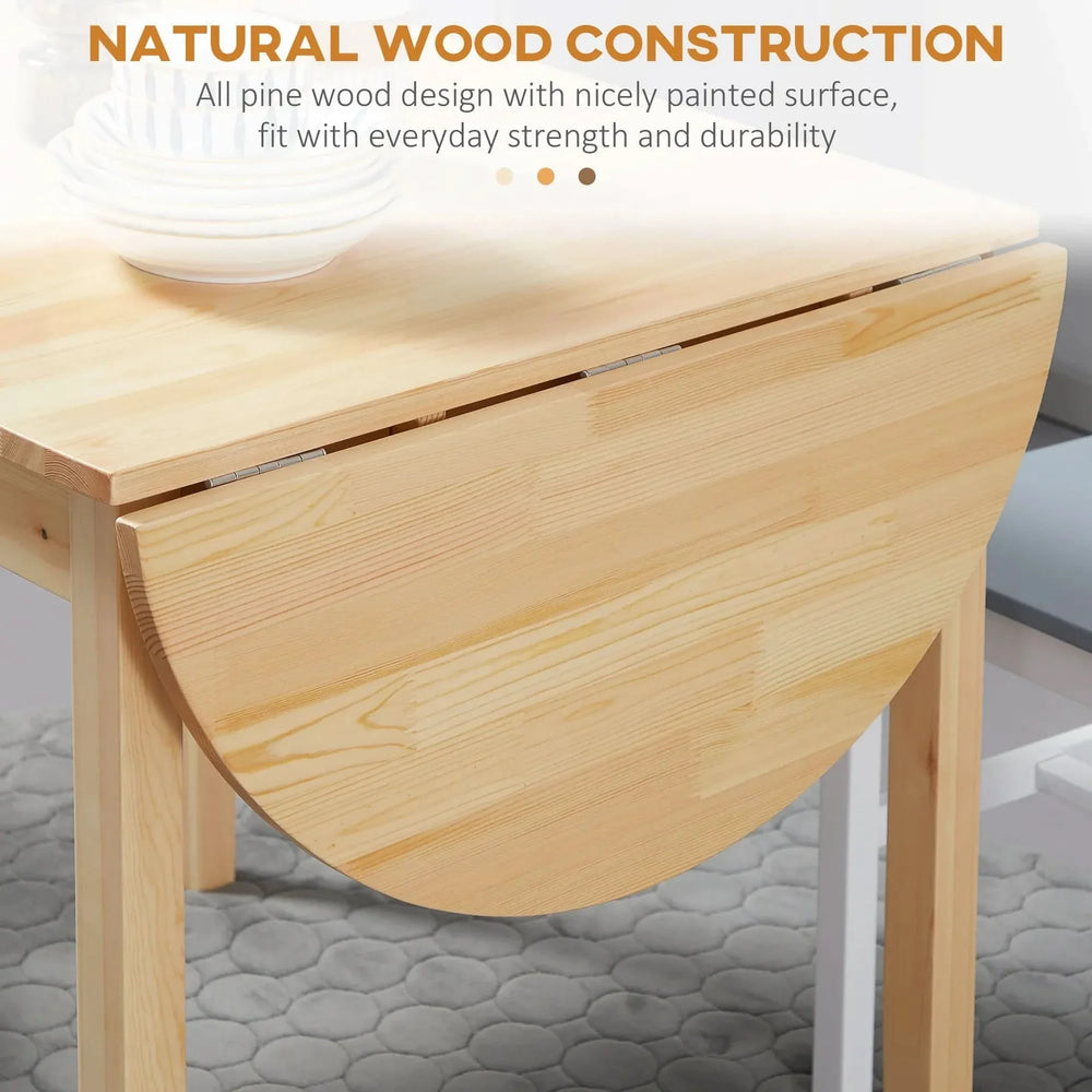 Solid Wood Kitchen Table Pine Drop Leaf Folding Dining Table For Small Spaces Media 6