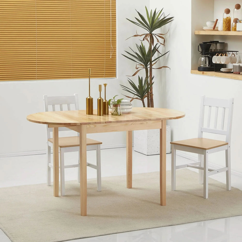 Solid Wood Kitchen Table Pine Drop Leaf Folding Dining Table For Small Spaces Media 2