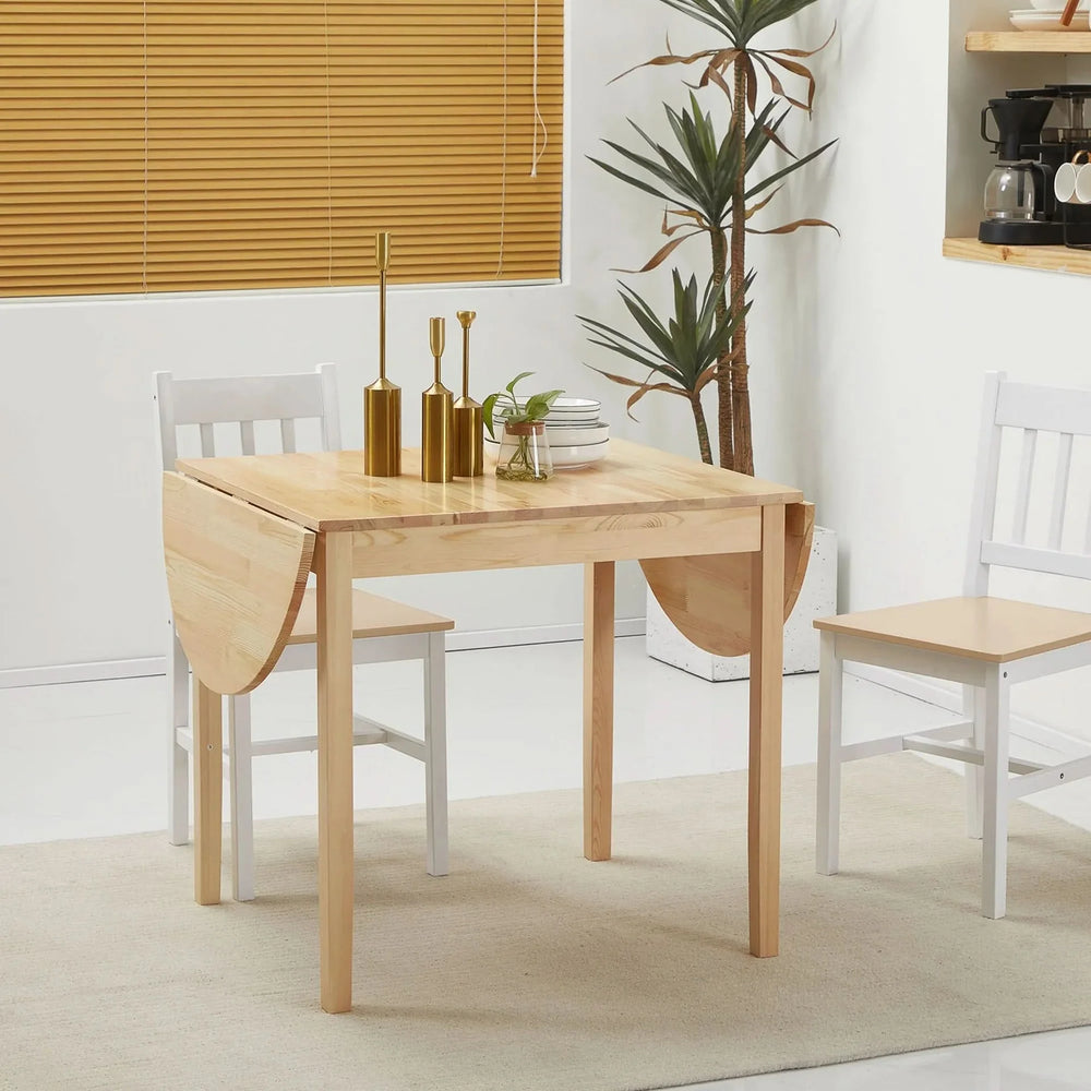 Solid Wood Kitchen Table Pine Drop Leaf Folding Dining Table For Small Spaces Media 7