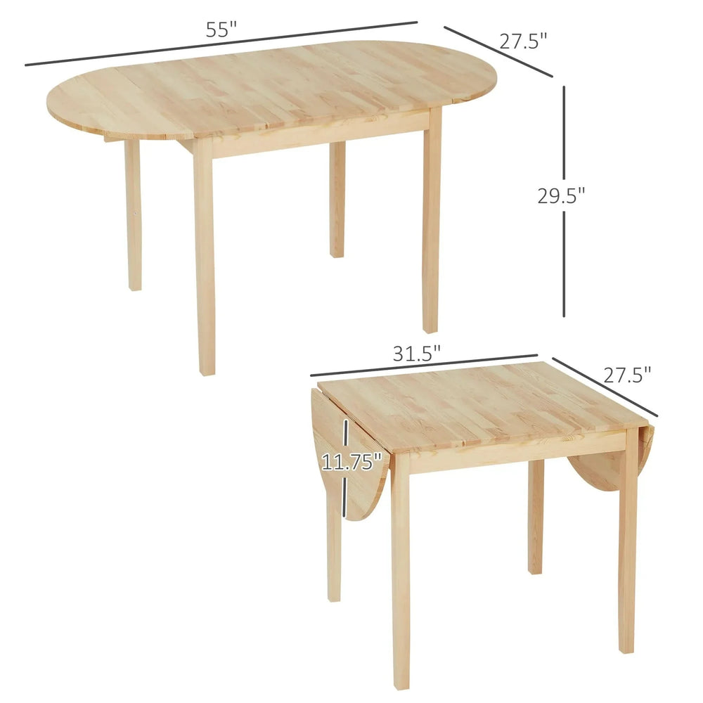 Solid Wood Kitchen Table Pine Drop Leaf Folding Dining Table For Small Spaces Media 3