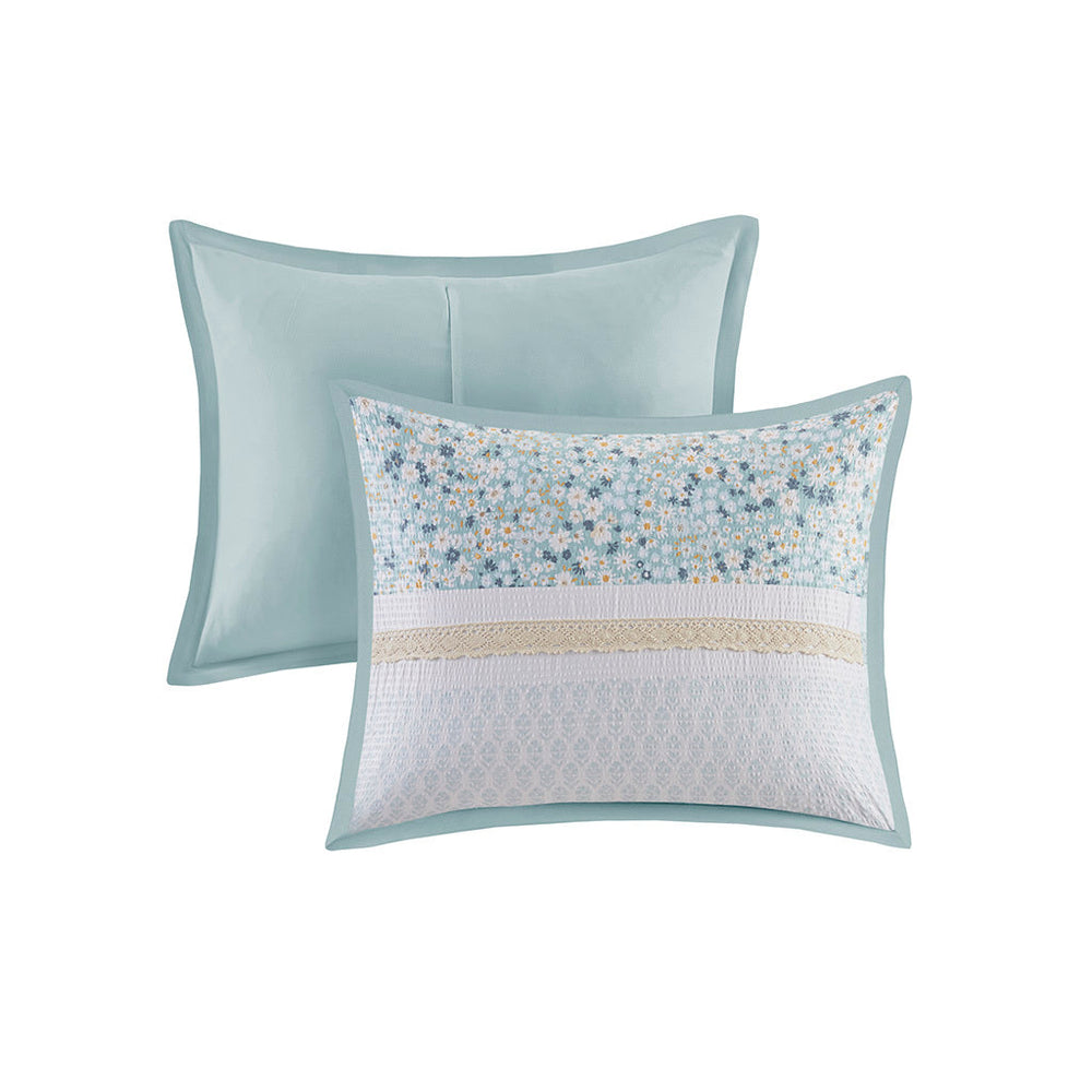 King/Cal King 5 Piece Seersucker Comforter Set with Throw Pillows Media 5