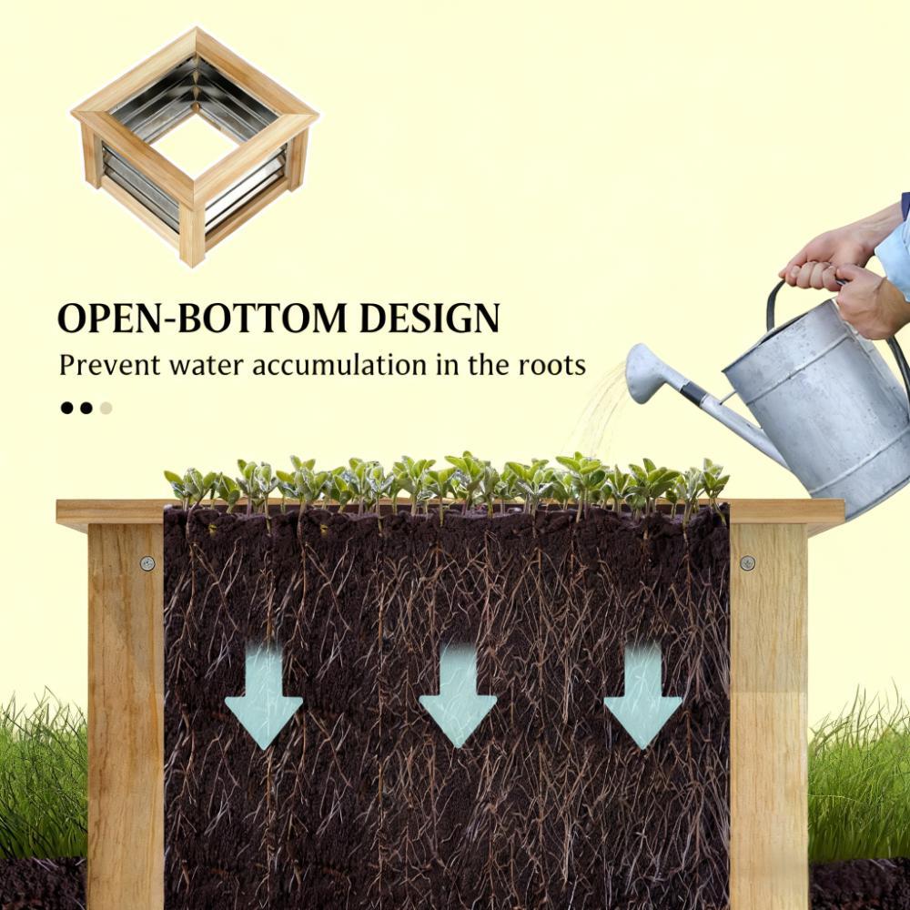 Galvanized Planter Box Elevated Garden Bed,Wooden Raised Garden Bed with Trellis,for Garden,Patio Media 5
