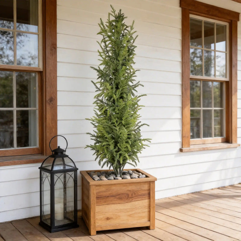 4' Artificial Real Touch Pine Tree in Black Plastic Pot, 1pc/set