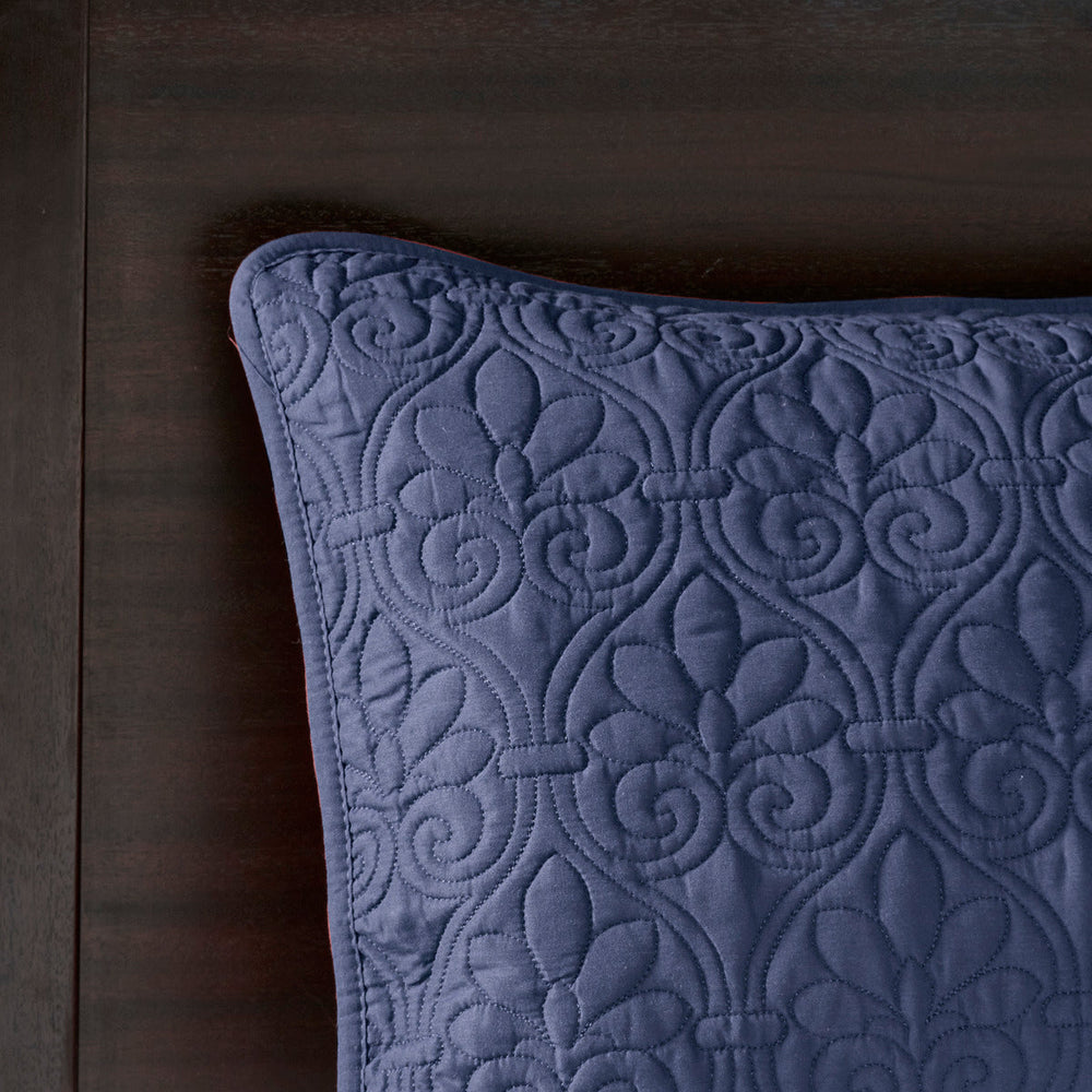 Reversible Bedspread Set Navy King Media 4