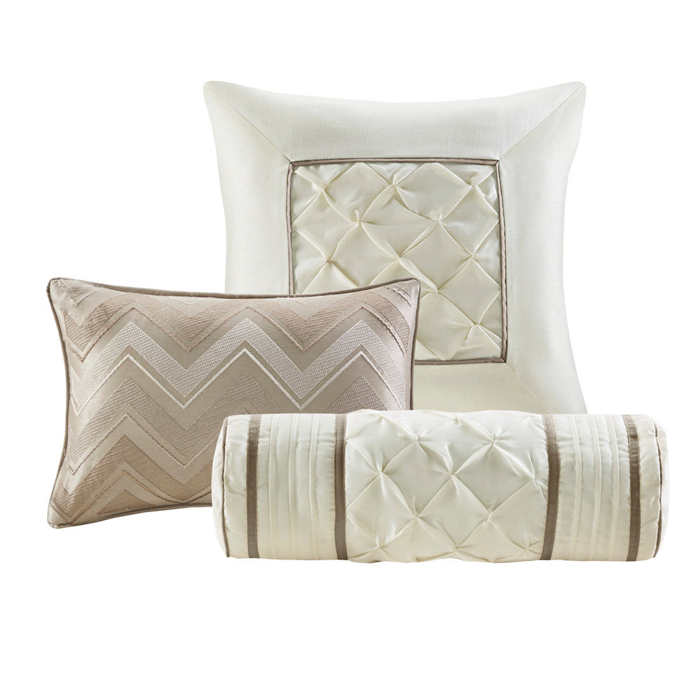 7 Piece Tufted Comforter Set Taupe King Media 5
