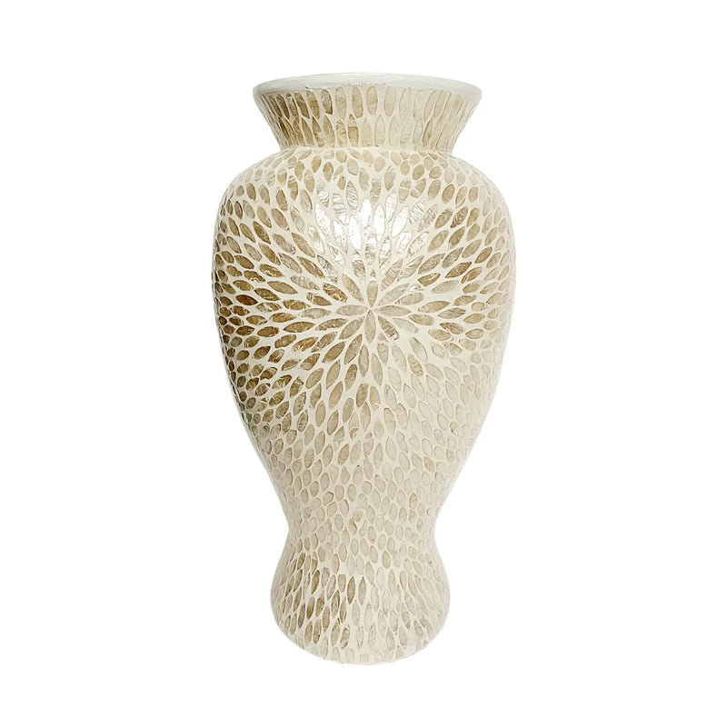 Vase with Gold and White Capiz Shell Design