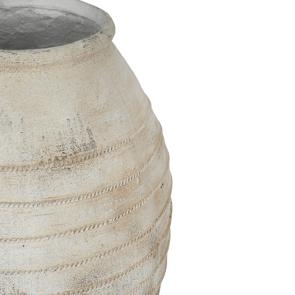 22.5x22.5x30.5' Large Magnesium Flower Pot with Weathered White Finish and Ridged Texture Media 3