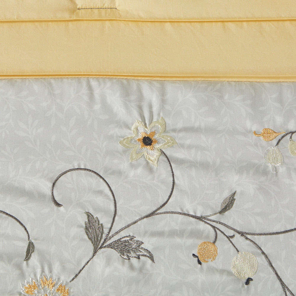 Embroidered 7 Piece Comforter Set Yellow King Media 15